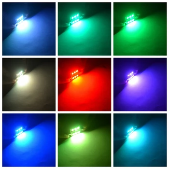 2 buc RGB 5050 36mm 6SMD Feston Lumina c5w plafoniera Led-uri Auto Auto Auto Controlat de la Distanță Lampă Colorate Acoperiș portbagajul Becuri