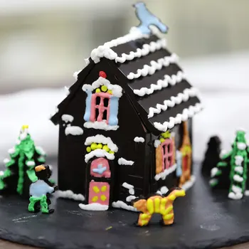 2 BUC Silicon 3D Ciocolata Mucegai Nunta Crăciun Gingerbread House Mucegai Petrecerea de Crăciun de Decorare Tort Mucegai Vas de Copt