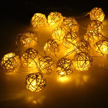 20 LED-uri Rattan Mingea Ghirlanda LED-uri de Iluminat de Vacanță Siruri de caractere Cald, Alb Romantic Acasă Petrecerea de Nunta Decor de Crăciun