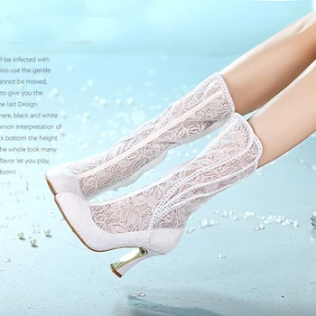 2016 Lux, Sexy Femeie de Primăvară de Toamnă Albă de dantelă Pantofii de Mireasa cu Toc Formale Cizme Rochie de Mireasa Pantofi de Bal Partid Tocuri inalte