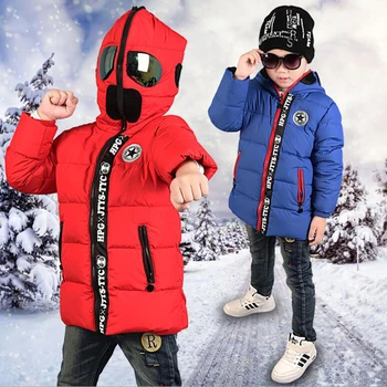 2016 Nou copii Jos & Parkas 3-10T iarna copii îmbrăcăminte băieți casual cald băieți hoodded sacou cu ochelari baieti haine calde