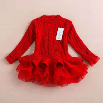 2016 Nou pentru Copii Fete de Crăciun pulover Rochie Costum pentru copii de iarna cald Rochii de Crăciun de culoare Roșie toddler girls Îmbrăcăminte 2-6y