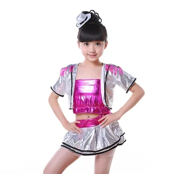 2017 copii jazz costume de dans pentru copii sequin salsa dans hip-hop costume pentru fete dans contemporan costume de haine pentru sal