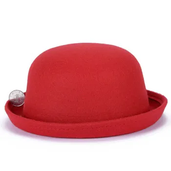 2017 copil copil Vintage Lady pentru Femei de Moda Drăguț Simțit Bowler Derby Hat Fedora Pălărie de Moda Imitație de Lână Pălărie