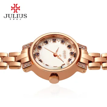 2017 Julius Cuarț de Brand Lady Ceasuri Femei de Lux Ceasuri Brățară de Cristal Diamant Ultra Slim a Crescut de Aur Reloj de Ore de Ceas JA-883