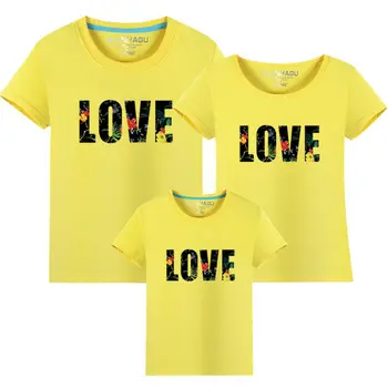 2017 Mama Fiica Familiei Haine de Potrivire Haine de Vara Maneca Scurta, Costume de T-shirt Bumbac scrisoare de Dragoste de Familia Îmbrăcăminte
