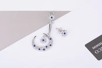 2017 new sosire de moda de înaltă calitate stralucitor zirconiu luna si de stele de argint 925 doamnelor'stud cercei bijuterii femei nunta