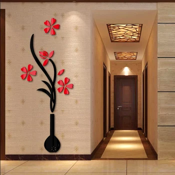 2017 Noi autocolante de perete decor acasă 3d Diy Acrilice autocolant pentru camere de zi Moderne de Mare de plante cu flori arta de perete
