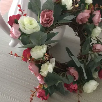 2017 Nou Aspect Natural Silk Rose Flori De Nunta Coronita Ghirlanda W/Crenguță De Bază Rattan De Viță De Vie Ornamente Decor Transport Gratuit