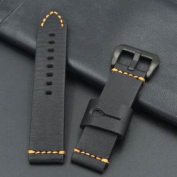 2017 noua moda curea din piele Pentru Panerai 111 negru cataramă de argint 22MM 24MM negru retro speciale ceas curea de înaltă calitate
