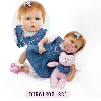 2017 Noua Moda Renăscut Baby Dolls Cu Suzeta 55 Cm Fata De Real Atinge Jucării Corp Plin De Silicon Papusa Pentru Copii Cadou De Vacanță
