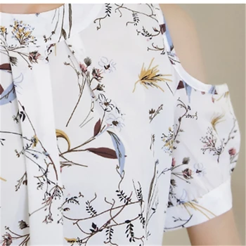 2017 Vara Femei Șifon Bluza Tricou Tricou Casual de Umar Pe Femeie Bluze elegante, cu Maneci Scurte imprimeu Floral Topuri blusas