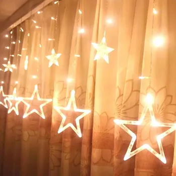 2018 LED String Stea Perdele de Lumină Ghirlanda Benzi 138-led-uri Lumini de Basm Acasă Fereastră Decor Strălucire Petrecerea de Crăciun de Crăciun de Anul Nou