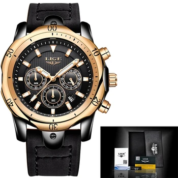 2018 LIGE Mens Ceasuri de Top de Brand de ceasuri de Lux Bărbați Militară din Piele Ceas Impermeabil Sporturi Ceas Cronograf Relogio Masculino