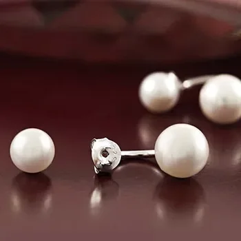 2018 Naturale Pearl Cercei Perle Pentru Femei Bijuterii 925 Silverr Aplatizată Dublu Pearl Cercei Bijuterii De Nunta