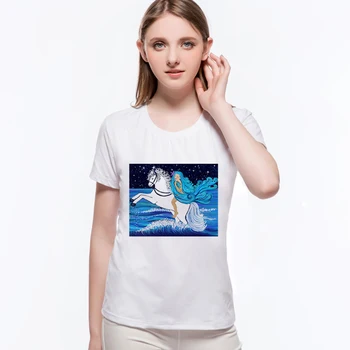 2018 Negru de Cerneală Pictura Model de Cal Print T-Shirt Domn Rege Stil CAL de sex Feminin Topuri Harajuku Homme Camisetas L6-A10