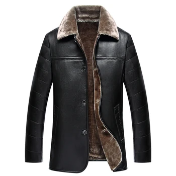 2018 New sosire Bărbați jachete din piele de Iarnă se ingroase Fleece jachete de piele PU casual, paltoane jaqueta de couro masculina