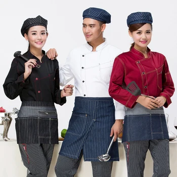 2018 Noi de Vara Chef Uniformă cu Mâneci Lungi Singur Pieptul Restaurant Bucătar Uniforme de Lucru Poarte Hotel Găti Haine TLL20