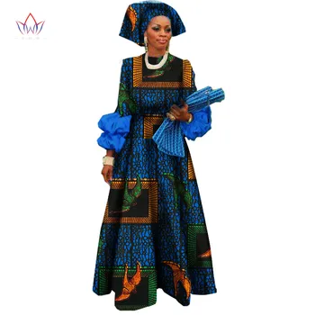 2018 Nou Africane Rochii pentru Femei Bazin Riche Ceara Print Plus Dimensiune Africane Îmbrăcăminte Dashiki Lantern Maneca Lunga Rochie WY1144
