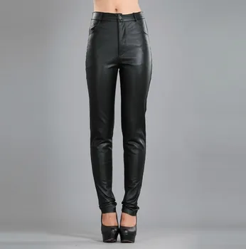 2018 Noua din piele de oaie boot cut jeans pantaloni de piele pantaloni de creion femeii din piele pantaloni legging black pantaloni 26-32