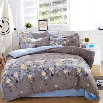 2018 primăvară set de lenjerie de Pat-inchis culoare serie lenjerie de pat 4buc pat de flori set Modern grila de acoperire plapuma + foaie, plat Mans pat set de acoperire