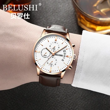 2018 Top Brand BELUSHI de Afaceri Ceasuri Bărbați Cuarț Ceas Plasă de Trupa de Data Luminos Saats Multifunctional Cronograf Montre Homme