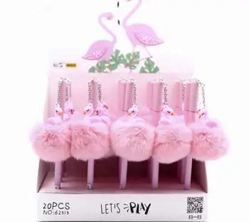 20buc/lot 0,5 mm Coreea de Noutate Flamingo Roz Pom Pom Gel de Cerneala de Scris Pixuri Festival Petrecere de Ziua Ia-acasă Favoarea Materiale de Studiu