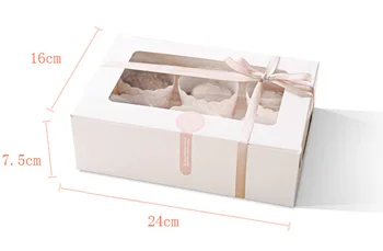20buc/lot-24*16*7.5 cm hârtie Albă kraft 6 cupcake cutii DIY parte cutie de cadou cookie-uri gustare cutie de bomboane de Copt ambalare cutii