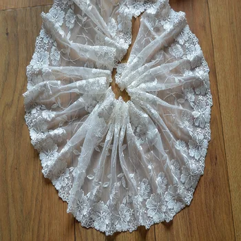 20cm latime-3yds/lot alb strălucitor, mătase Broderie dantelă de ornamente pentru articole de îmbrăcăminte și decor nunta 1662501