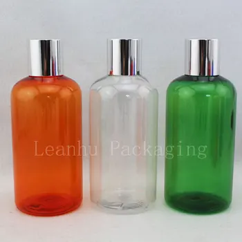 220ml X 24 Gol Cosmetice Reîncărcabile Sticle, Culoare Container PET Lotiune de Sticla Cu Capac de Argint, 220CC Recipient de Plastic