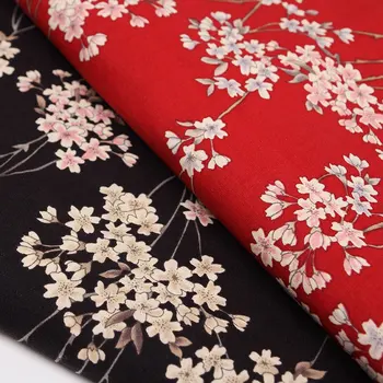 2colors flori de cires Japonez imprimate tesatura de bumbac pentru rochie kimono sac de masa de BRICOLAJ mozaic de ț tissus crăciun