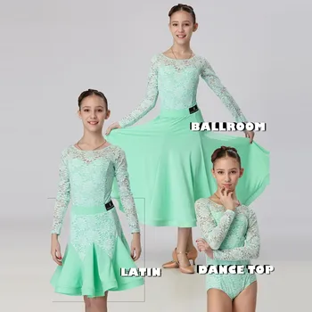 3 pc-uri fete costum de dans pentru copii salsa fata rochie latino rochie de dans copii latino rochii dans purta latino rochie de bal