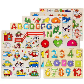 30cm Copil Precoce jucarii educative copilul de mână apucați de lemn jucărie puzzle alfabet si cifre de învățare educația copilului lemn puzzle jucărie