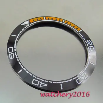 39.8 mm nou uminous markeri negru & portocaliu bezel ceramica alb numerele introduce ceas se potrivesc mișcarea automată Bărbați ceas bezel