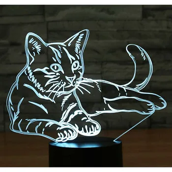 3D LED Lumina de Noapte Alertă Pisica cu 7 Culori deschise pentru Decorațiuni interioare Lampa de Vizualizare Uimitoare Iluzie Optică Minunat