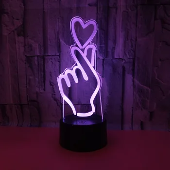 3D Led Mâna Iubitoare Gest de Modelare Lampă de Masă 7 Schimbare de Culoare USB Degetul Inima Seară Romantică la Lumina Decor Acasă de Iluminat Pentru Cadou