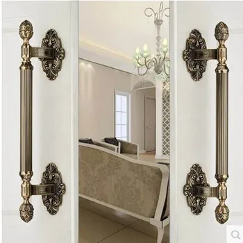 420mm epocă de mare poarta /usa mânere de bronz ușă de sticlă, mânere de alamă antic lemn usa trage Europa stil de mânere pentru uși accesorii