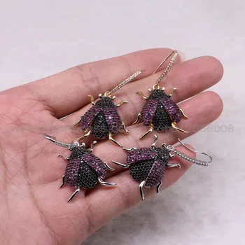4Pairs de Înaltă calitate, de dimensiuni mici gândaci cercei Cârlig cercei Mix de culoare micro pave de zircon Cubic insertie de bijuterii cercei 3225