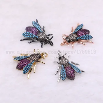 5 bucăți mici bug-uri pandantive farmec zbura insecte hexapod de albine zbura pandantive bijuterii micro pavate, se amestecă culoare pandantive animale de companie margele 3072