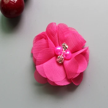 5 cm tesatura sifon farmecele de flori cu cristale & perle fată accesorii de par 30pcs/lot ping