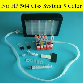 5 Culori Gol Sistem de Alimentare continua Cerneală Pentru HP 564 564XL CIss Cu HP564 ARC Cartuș Cip ȘI a Opri de Cerneală de Tăiere