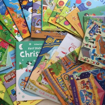5 cărți/set Usborne copii engleză imagine autocolant de carte de colorat cărți educaționale pentru copii pansament/Crăciun/autocolante masini