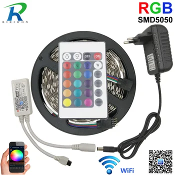 5050 RGB LED Strip 5M de Control WiFi smd 5050 LED Benzi Decor Acasă Lampă Flexibil WiFi Controler RGB + 12V 3A Adaptor de Alimentare