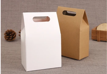 50pcs 10*6*15.5 cm alb Hârtie kraft maro geanta Cadou Alimentare Pungă de pâine Petrecere Piuliță pentru Depozitarea Hârtiei de ambalare Cutii