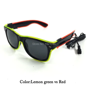 50pcs en-Gros ieftine Moda EL wire Neon dublu luminos de culoare ochelari de Soare cu lentile întunecate de Echilibru pe Intermitent Driver