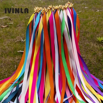 50pcs/lot Colorate pata panglică nunta stick Mixte de mireasa de culoare baghete Cu aur Clopote pentru decor nunta
