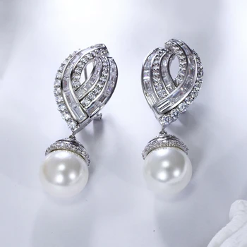 55 mm lungime cercei pentru femei perla orecchini bijuteria Trendy bijuterii din aur alb și color de Mari de Mireasa cercei cu perle