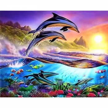 5D DIY Diamant Pictura Delfin cruciulițe Lumea Subacvatică lucru Manual Domiciliu Decorative 3D Full Piața Diamant Broderie