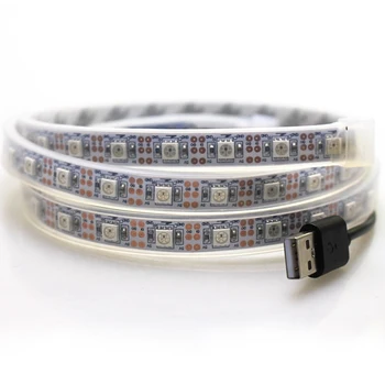 5V prin Cablu USB LED strip lumina lămpii SMD5050 WS2812 60leds 60ic 1m Crăciun Bandă Flexibilă cu led-uri Lumini TV de Fundal Iluminat