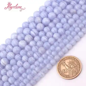 6,8,10 mm Rotund Albastru Agate Calcedonie, Piatra Naturala Pentru DIY Colier Bratari Bijuterii Margele Vrac Strd 15
